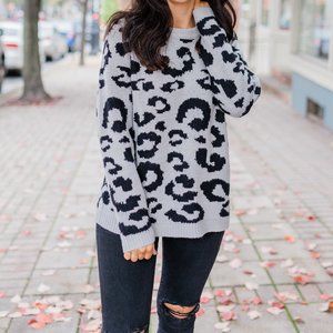 *NEW* Grey Leopard Sweater